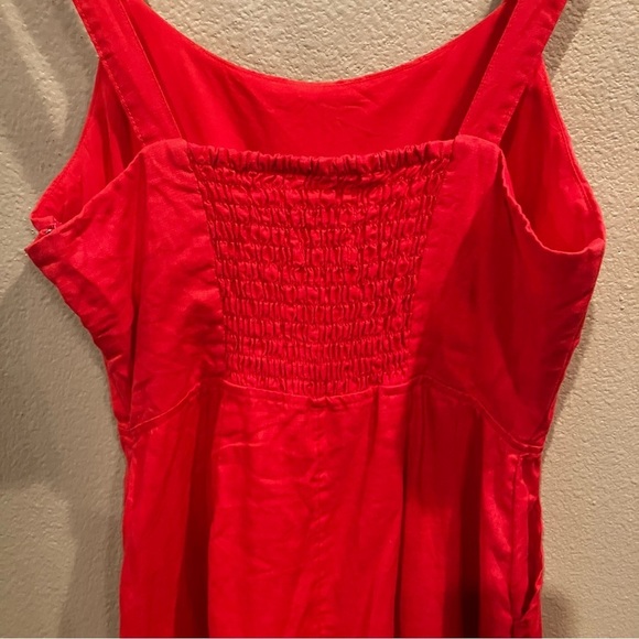 Cynthia Rowley 100% Linen Wide Leg Cropped Romper Jumpsuit, size 4, Orange - Picture 4 of 11